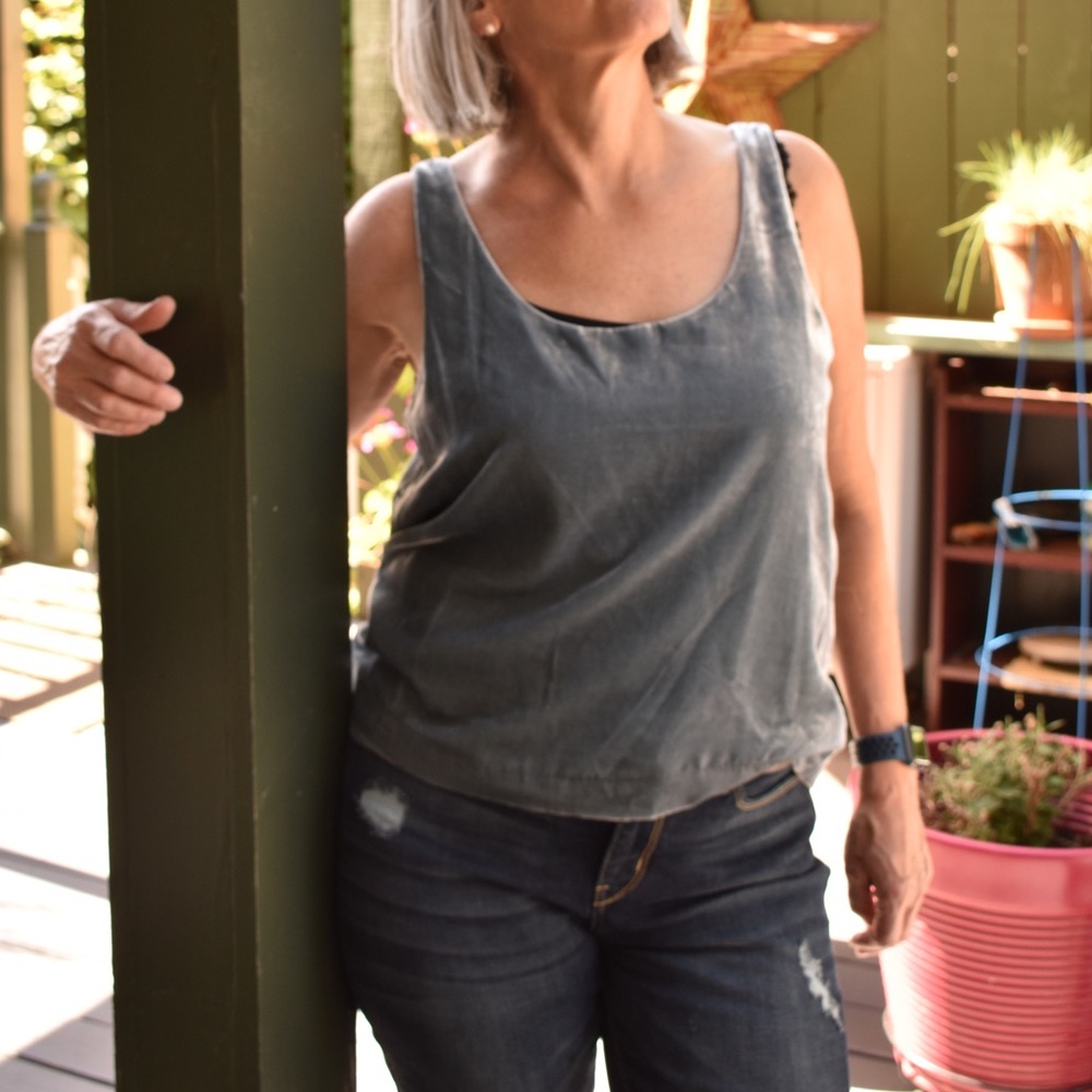 Gray Velvet Top